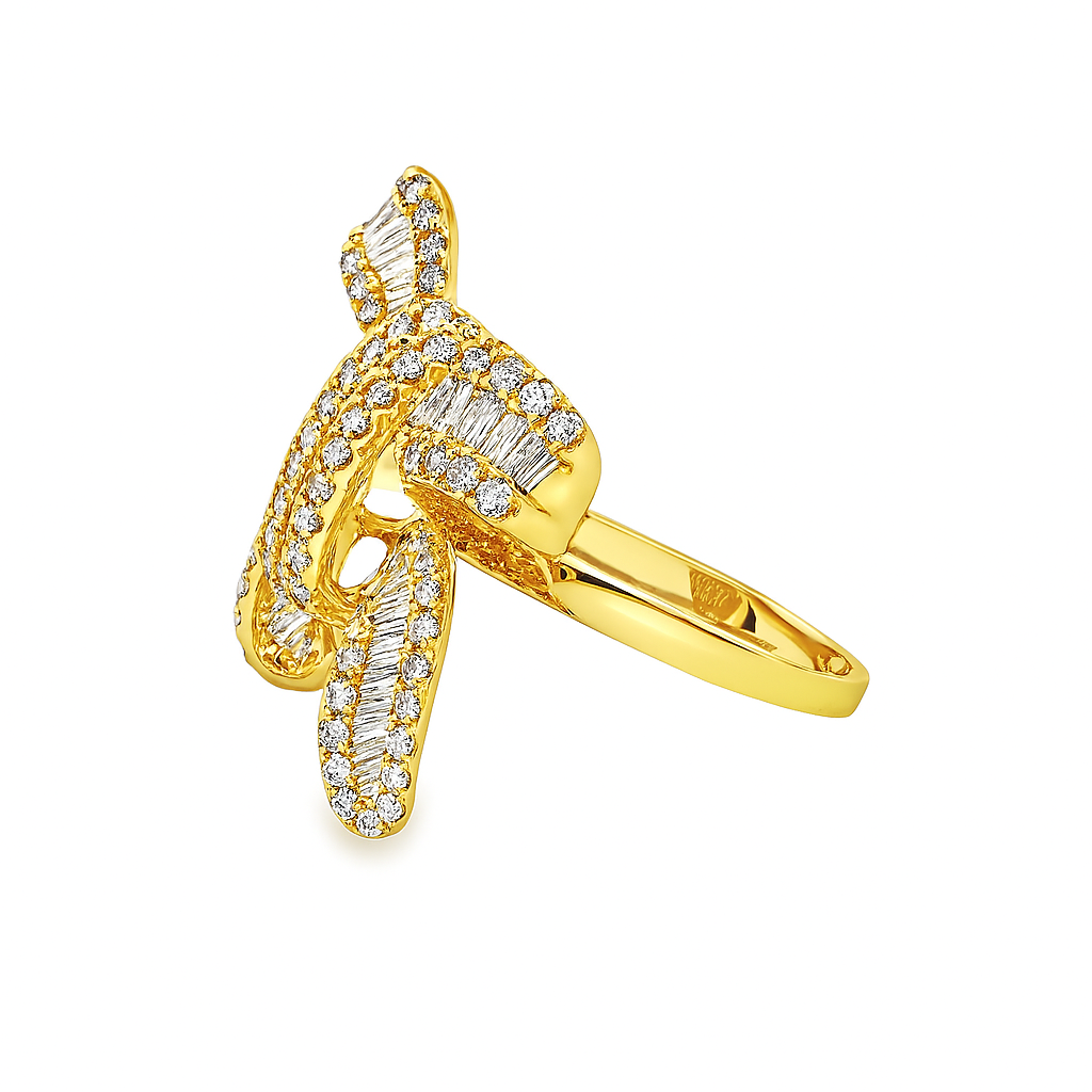 ダイヤモンドリボンK18YG/WGゴールドリング