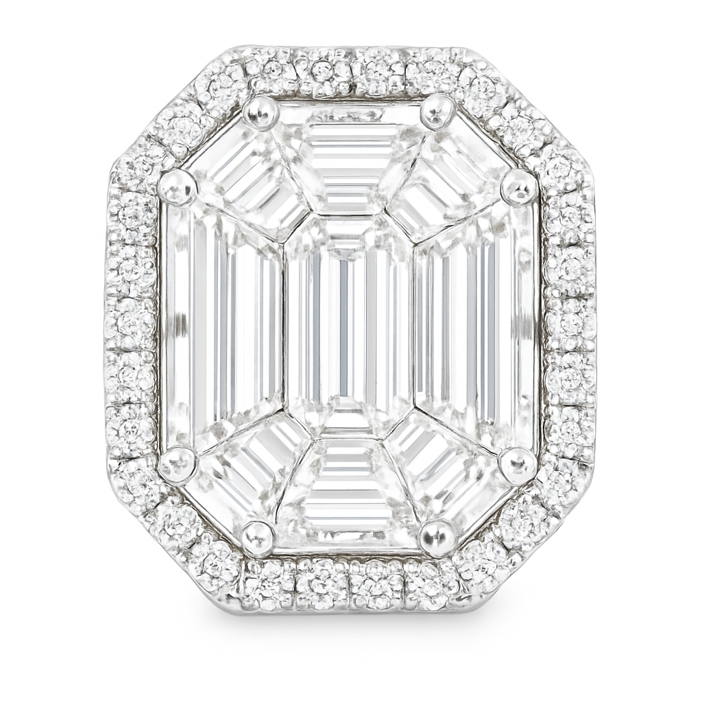 K18ホワイトゴールド パイカットダイヤモンド スタッドピアス