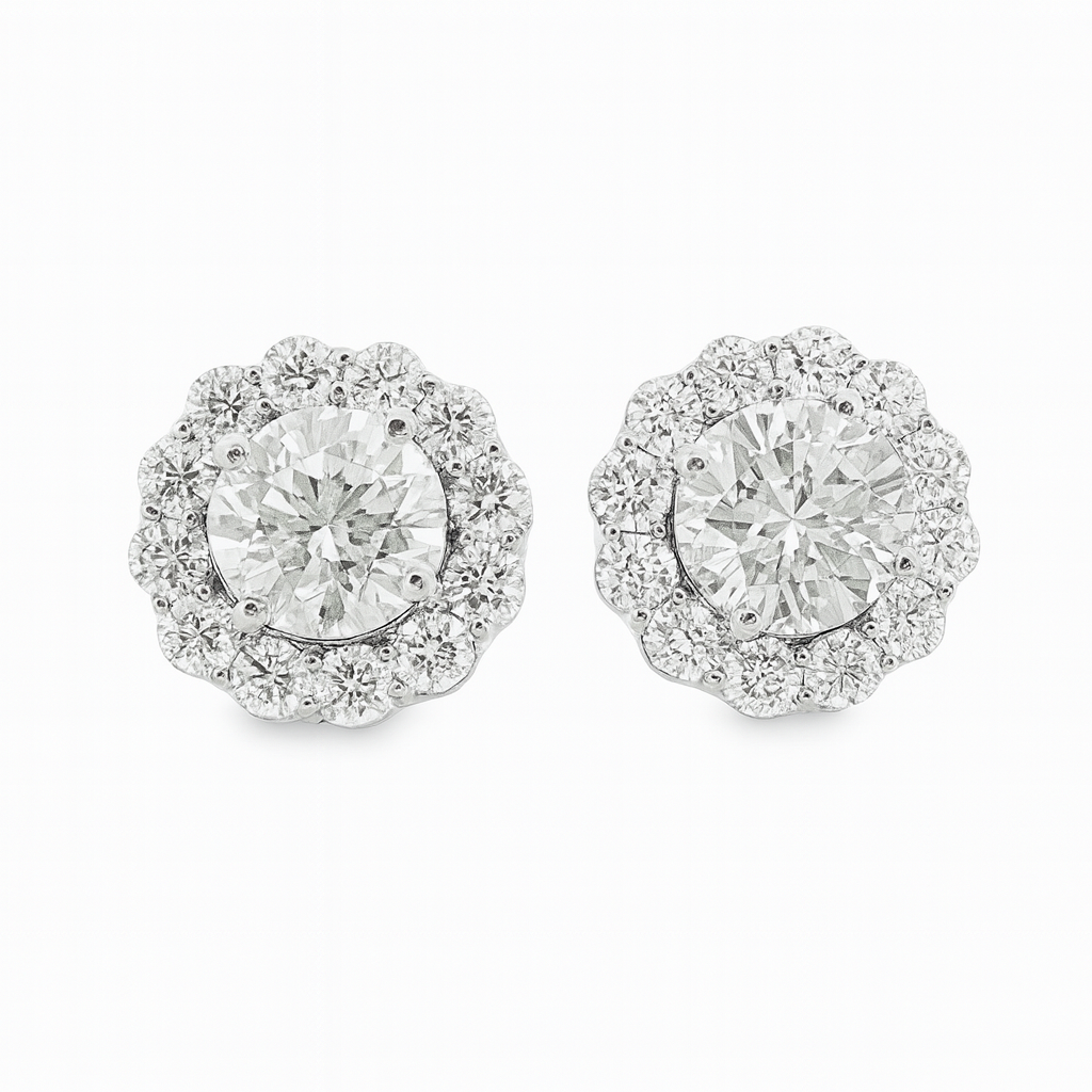 ラボグロウンダイヤモンド ブリリアントラウンドカット K18 ホワイトゴールド スタッドピアス