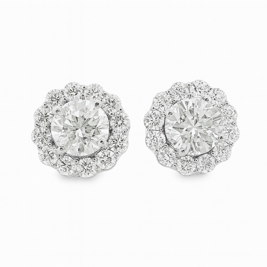 ラボグロウンダイヤモンド ブリリアントラウンドカット K18 ホワイトゴールド スタッドピアス