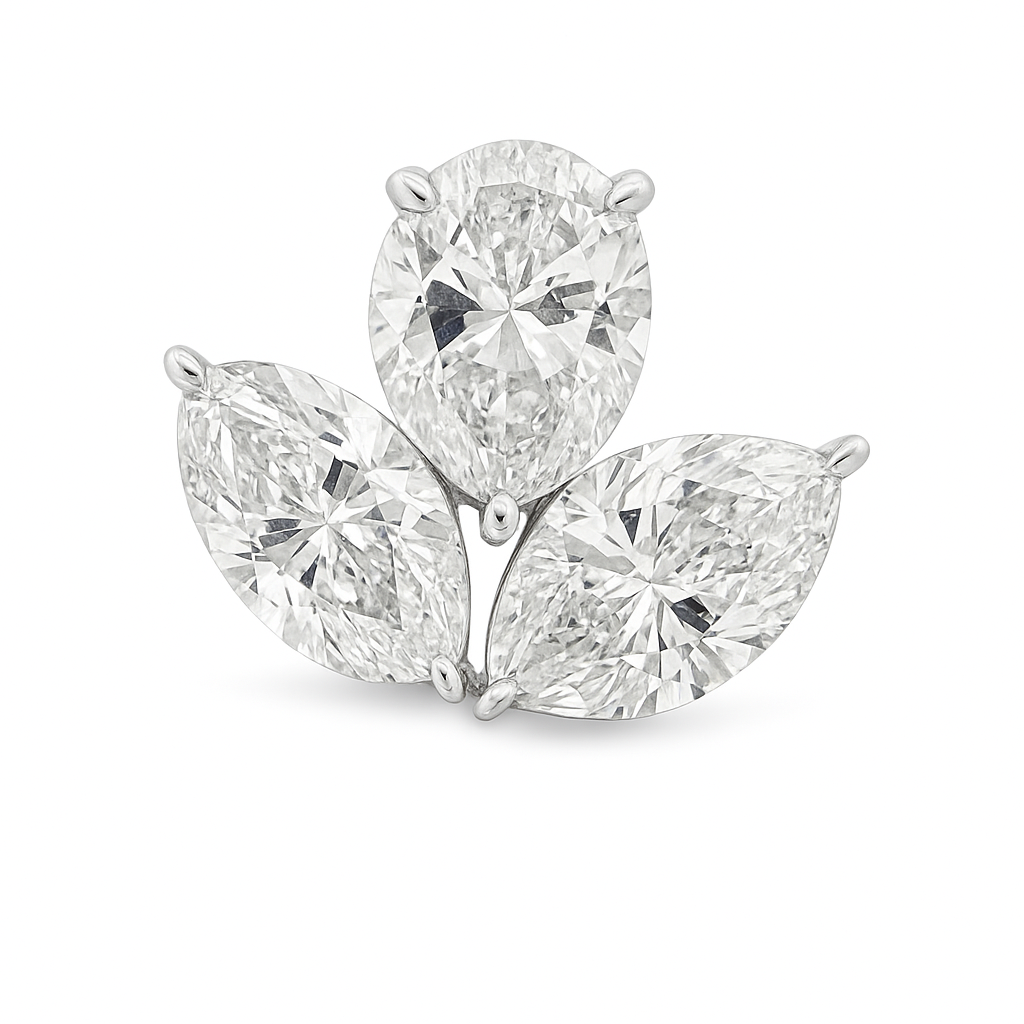 K18ホワイトゴールド ラボグロウンダイヤモンドイヤリング（オーバルカットとペアカット）