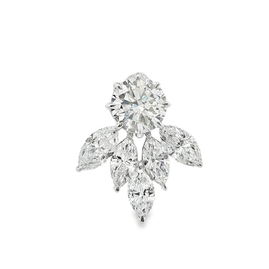 K18ホワイトゴールドラボグロウンダイヤモンドスタッドピアス - ラウンドブリリアントカット、マーキスカット