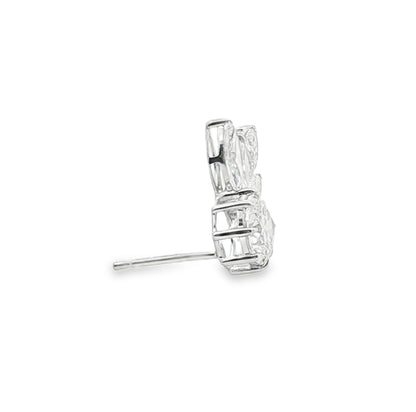 K18ホワイトゴールドラボグロウンダイヤモンドスタッドピアス - ラウンドブリリアントカット、マーキスカット