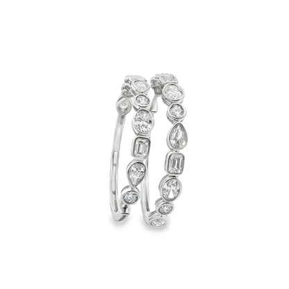 K18ホワイトゴールドフープピアス - マルチカットラボグロウンダイヤモンド